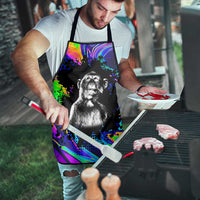 Funny Psychedelic Monkey Thinker Apron Trippy Curiosity Vibes