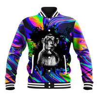 Funny Psychedelic Monkey Thinker Baseball Jacket Trippy Curiosity Vibes