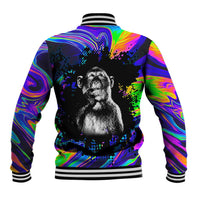 Funny Psychedelic Monkey Thinker Baseball Jacket Trippy Curiosity Vibes