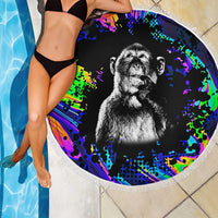 Funny Psychedelic Monkey Thinker Beach Blanket Trippy Curiosity Vibes