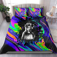Funny Psychedelic Monkey Thinker Bedding Set Trippy Curiosity Vibes