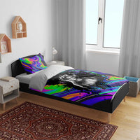 Funny Psychedelic Monkey Thinker Bedding Set Trippy Curiosity Vibes