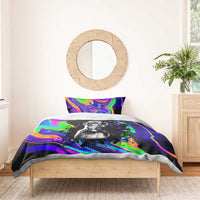 Funny Psychedelic Monkey Thinker Bedding Set Trippy Curiosity Vibes