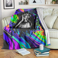 Funny Psychedelic Monkey Thinker Blanket Trippy Curiosity Vibes