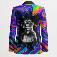 Funny Psychedelic Monkey Thinker Blazer Trippy Curiosity Vibes
