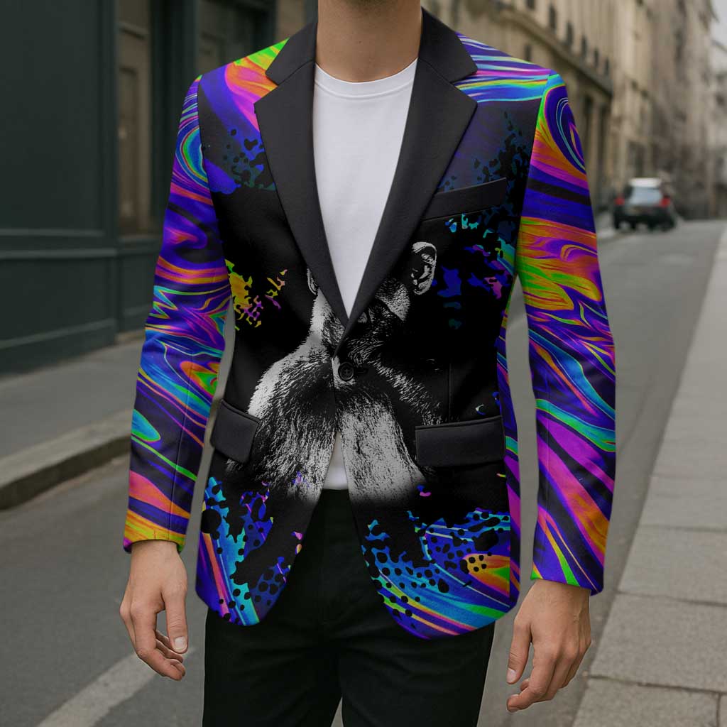 Funny Psychedelic Monkey Thinker Blazer Trippy Curiosity Vibes