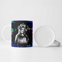 Funny Psychedelic Monkey Thinker Ceramic Mug Trippy Curiosity Vibes