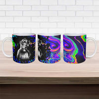 Funny Psychedelic Monkey Thinker Ceramic Mug Trippy Curiosity Vibes