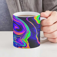 Funny Psychedelic Monkey Thinker Ceramic Mug Trippy Curiosity Vibes