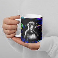 Funny Psychedelic Monkey Thinker Ceramic Mug Trippy Curiosity Vibes