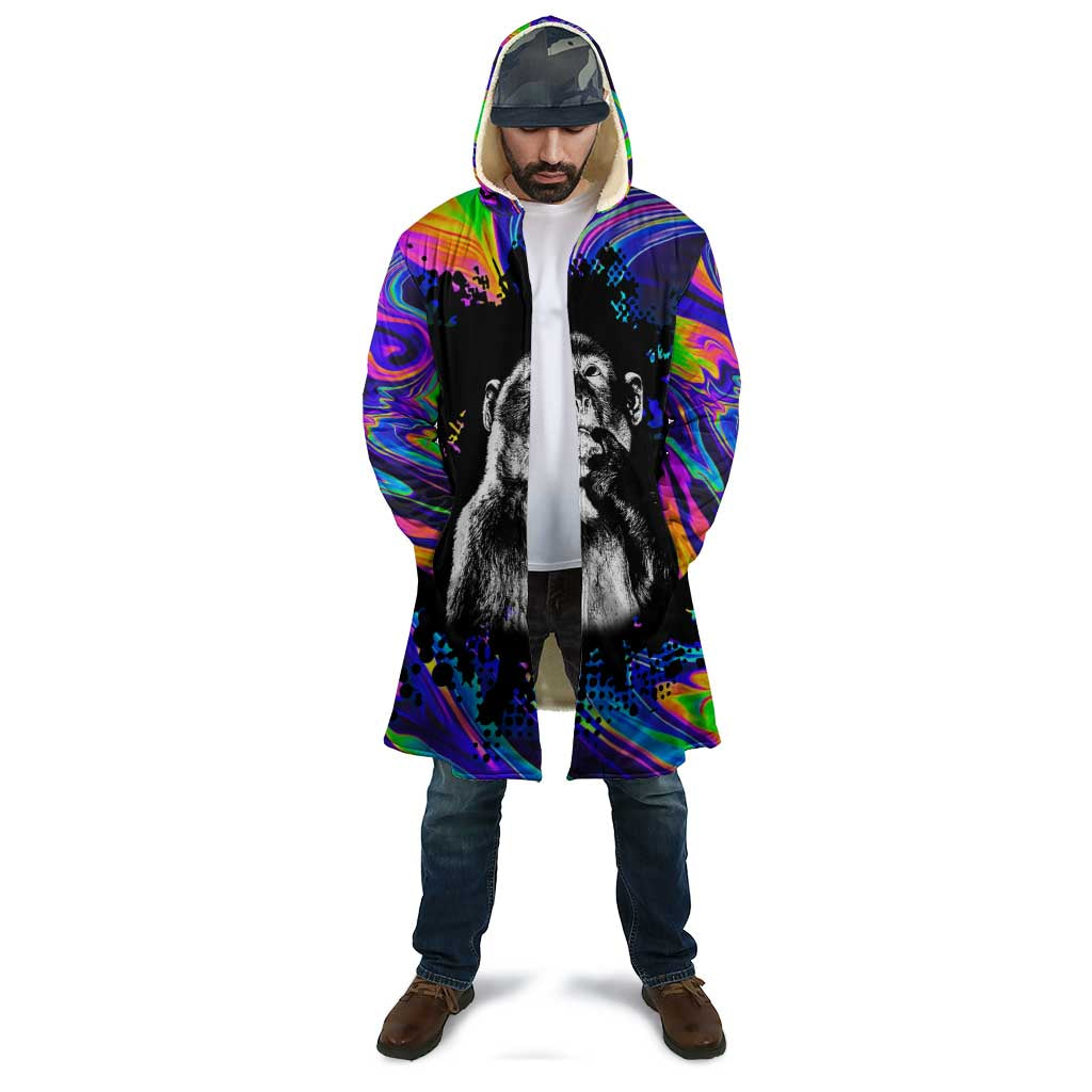 Funny Psychedelic Monkey Thinker Cloak Trippy Curiosity Vibes