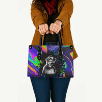 Funny Psychedelic Monkey Thinker Leather Bag Trippy Curiosity Vibes