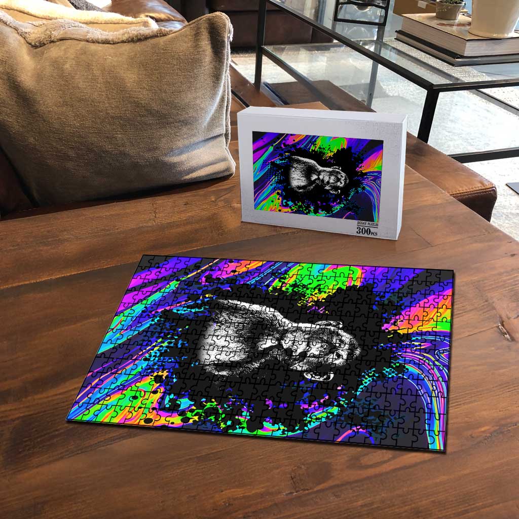Funny Psychedelic Monkey Thinker Puzzle Trippy Curiosity Vibes