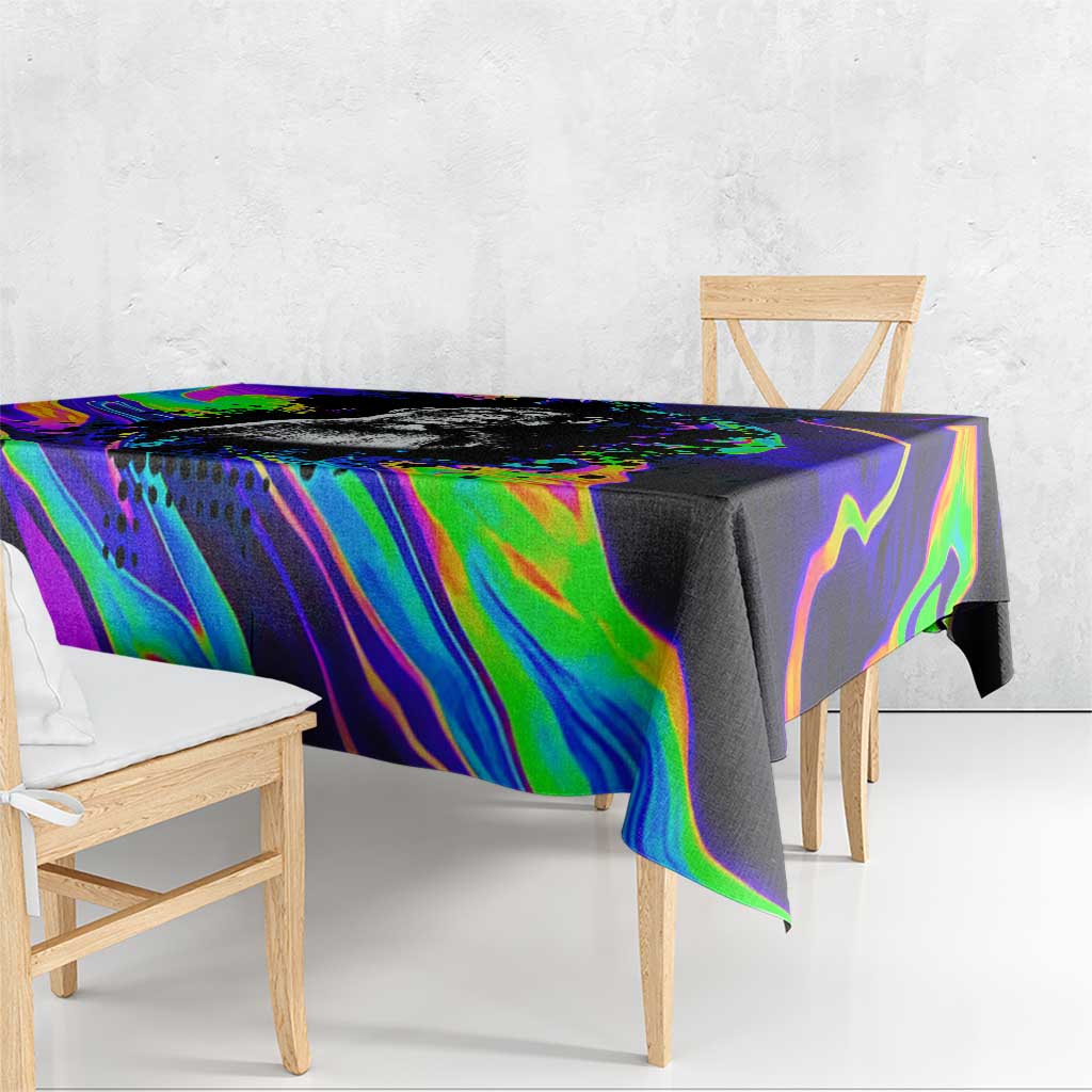 Funny Psychedelic Monkey Thinker Tablecloth Trippy Curiosity Vibes