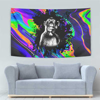 Funny Psychedelic Monkey Thinker Tapestry Trippy Curiosity Vibes