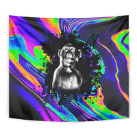 Funny Psychedelic Monkey Thinker Tapestry Trippy Curiosity Vibes