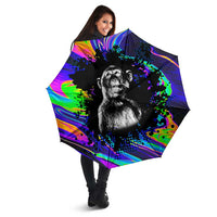 Funny Psychedelic Monkey Thinker Umbrella Trippy Curiosity Vibes