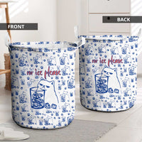 No Ice Please Cat Laundry Basket Grumpy Cat with Drink Humor