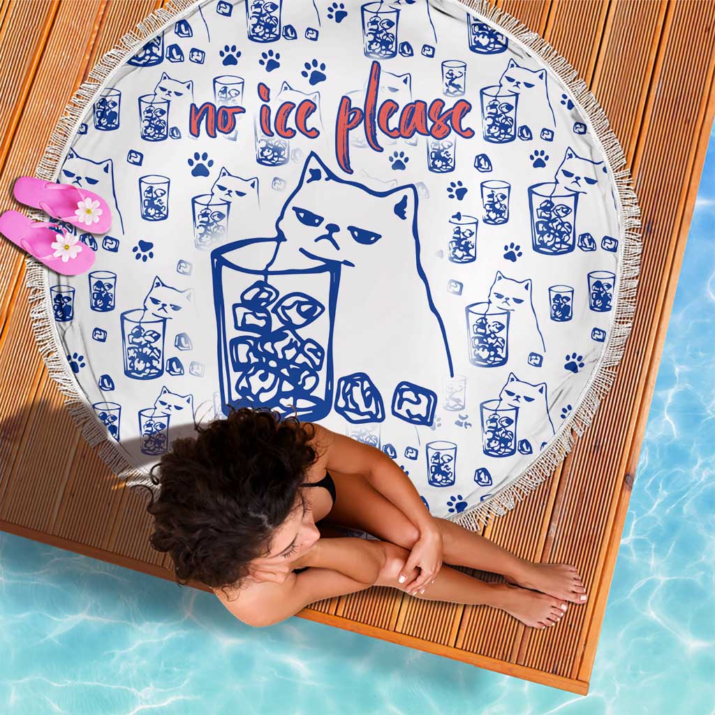 No Ice Please Cat Beach Blanket Grumpy Cat with Drink Humor