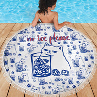 No Ice Please Cat Beach Blanket Grumpy Cat with Drink Humor