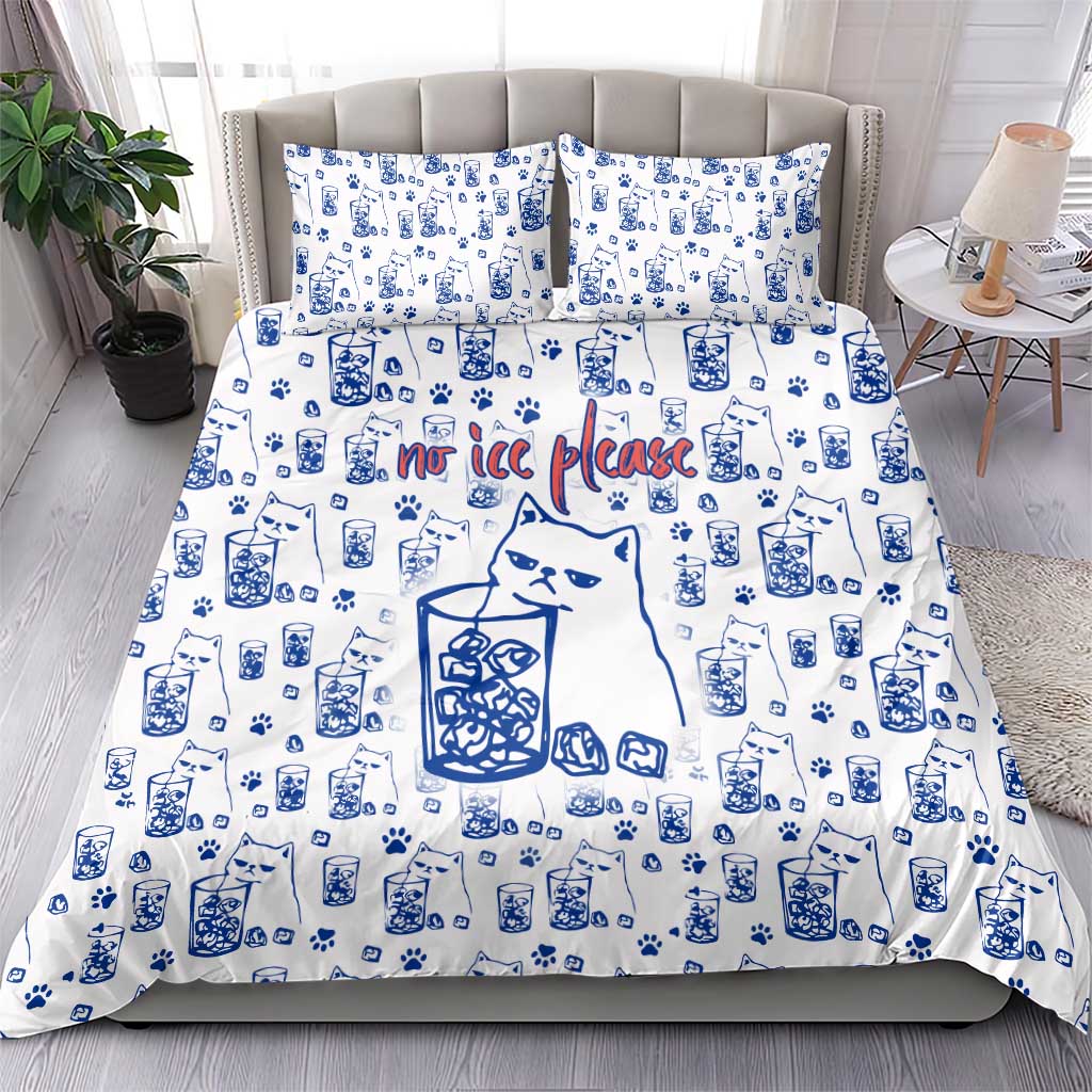 No Ice Please Cat Bedding Set Grumpy Cat with Drink Humor