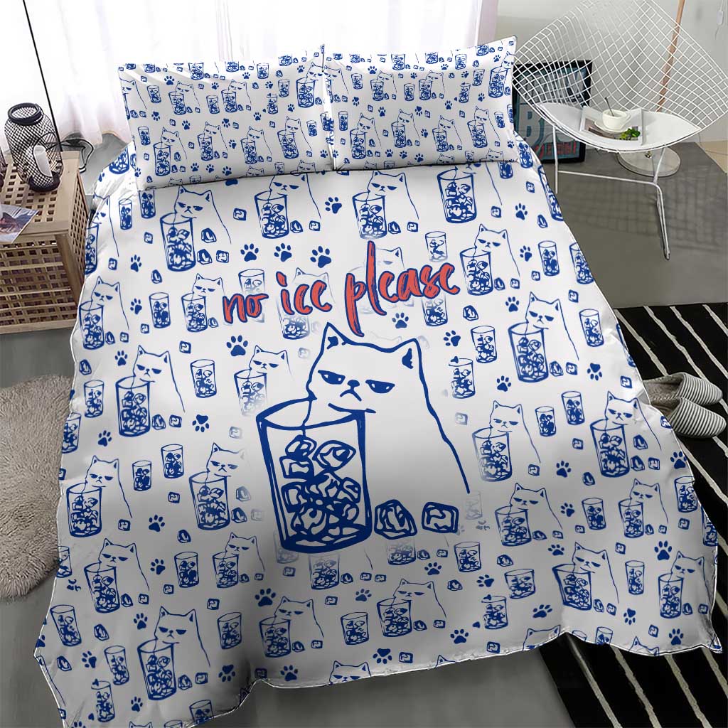No Ice Please Cat Bedding Set Grumpy Cat with Drink Humor