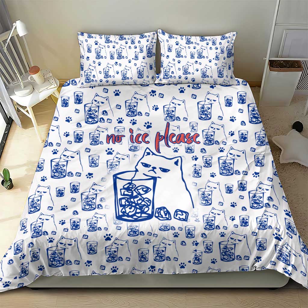 No Ice Please Cat Bedding Set Grumpy Cat with Drink Humor