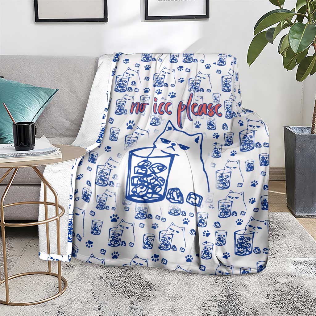 No Ice Please Cat Blanket Grumpy Cat with Drink Humor