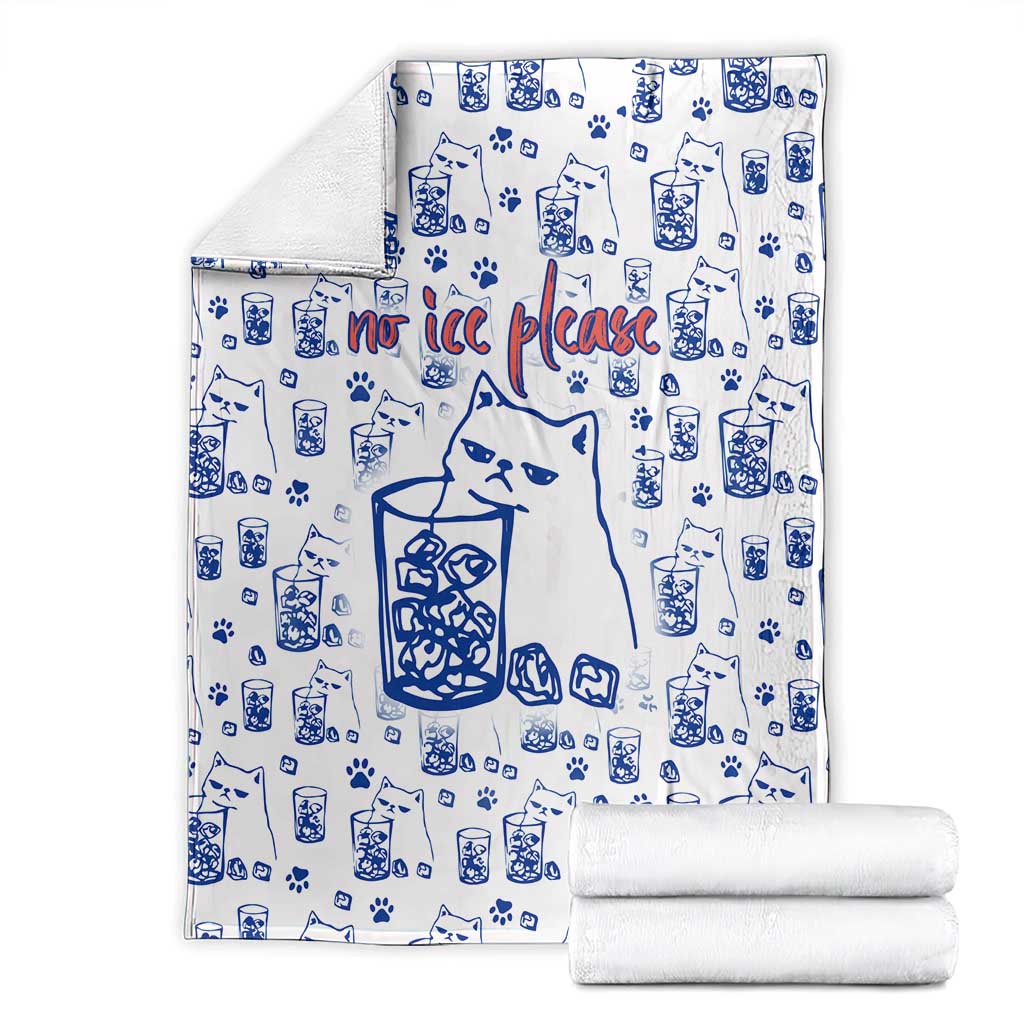 No Ice Please Cat Blanket Grumpy Cat with Drink Humor