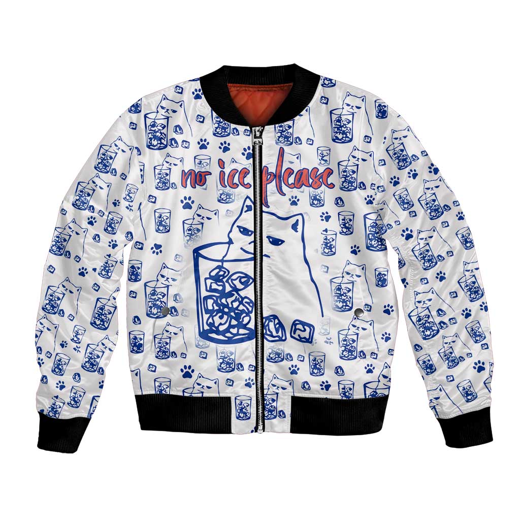 No Ice Please Cat Bomber Jacket Grumpy Cat with Drink Humor