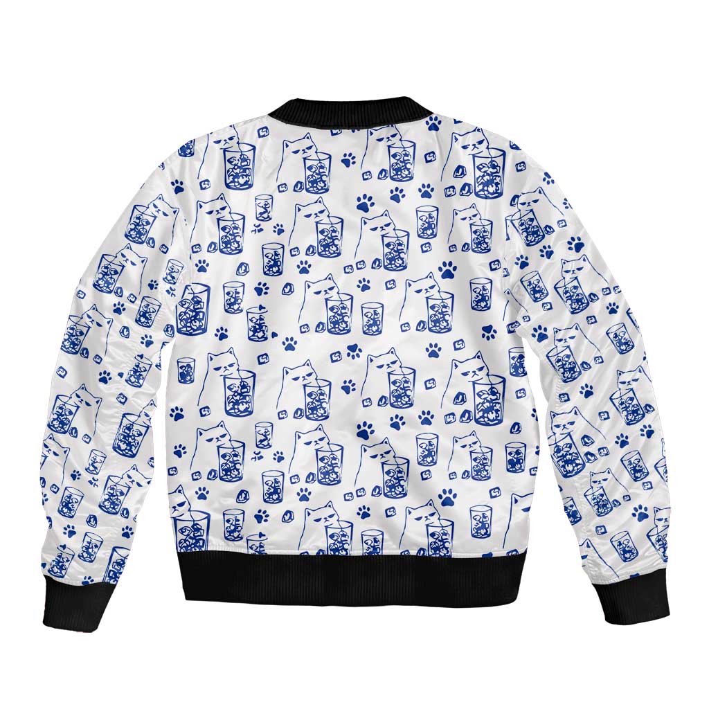 No Ice Please Cat Bomber Jacket Grumpy Cat with Drink Humor