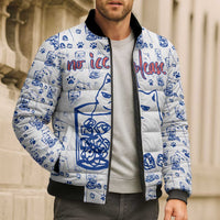No Ice Please Cat Bomber Puffer Jacket Grumpy Cat with Drink Humor