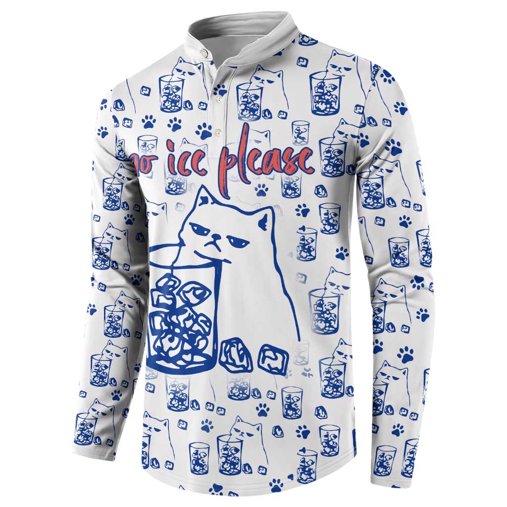 No Ice Please Cat Button Sweatshirt Grumpy Cat with Drink Humor
