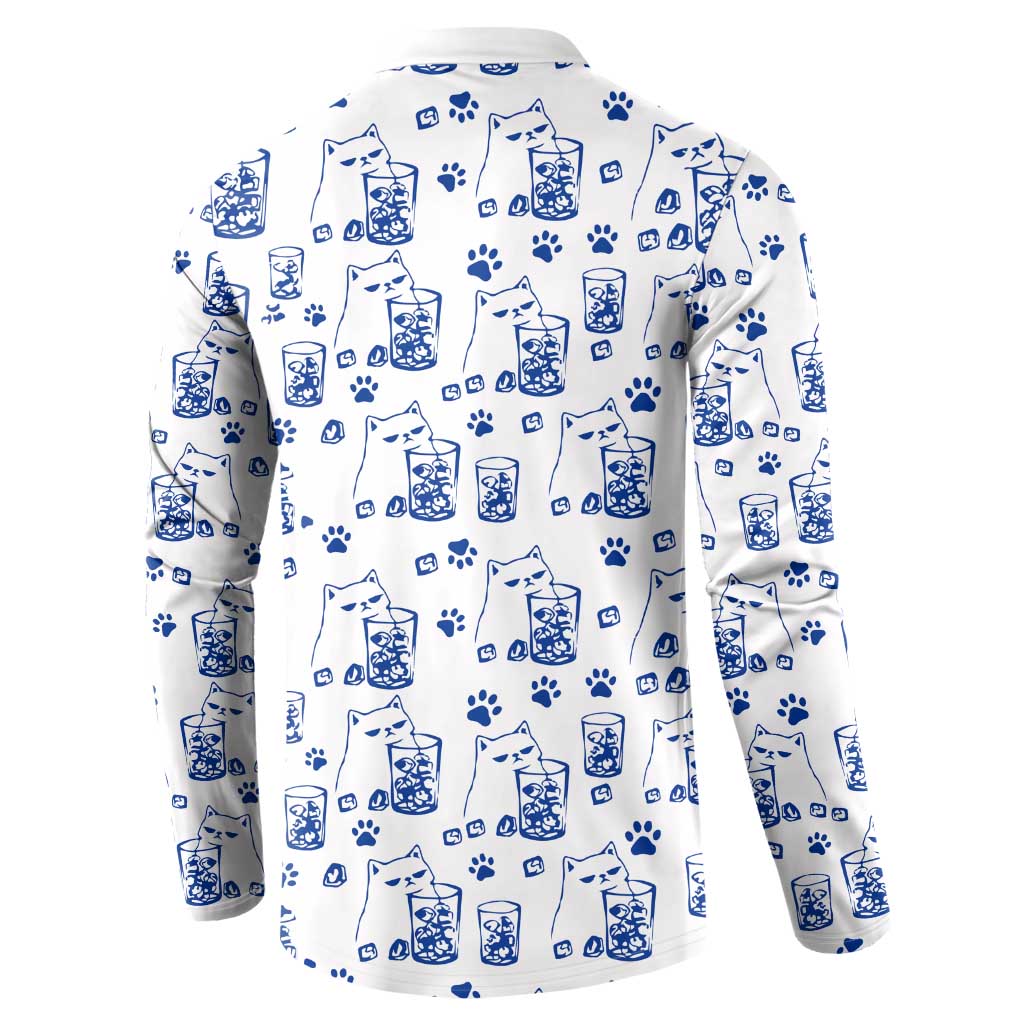 No Ice Please Cat Button Sweatshirt Grumpy Cat with Drink Humor