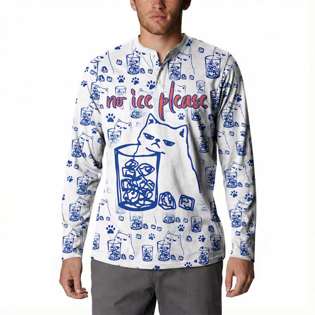 No Ice Please Cat Button Sweatshirt Grumpy Cat with Drink Humor