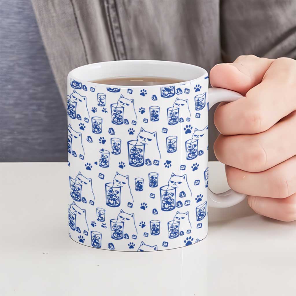 No Ice Please Cat Ceramic Mug Grumpy Cat with Drink Humor