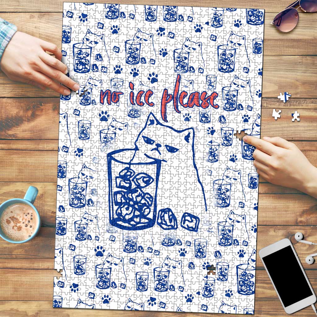 No Ice Please Cat Puzzle Grumpy Cat with Drink Humor