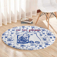 No Ice Please Cat Round Carpet Grumpy Cat with Drink Humor