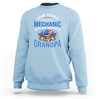 Light blue mechanic grandpa sweatshirt with front 'Mechanic' wings graphic