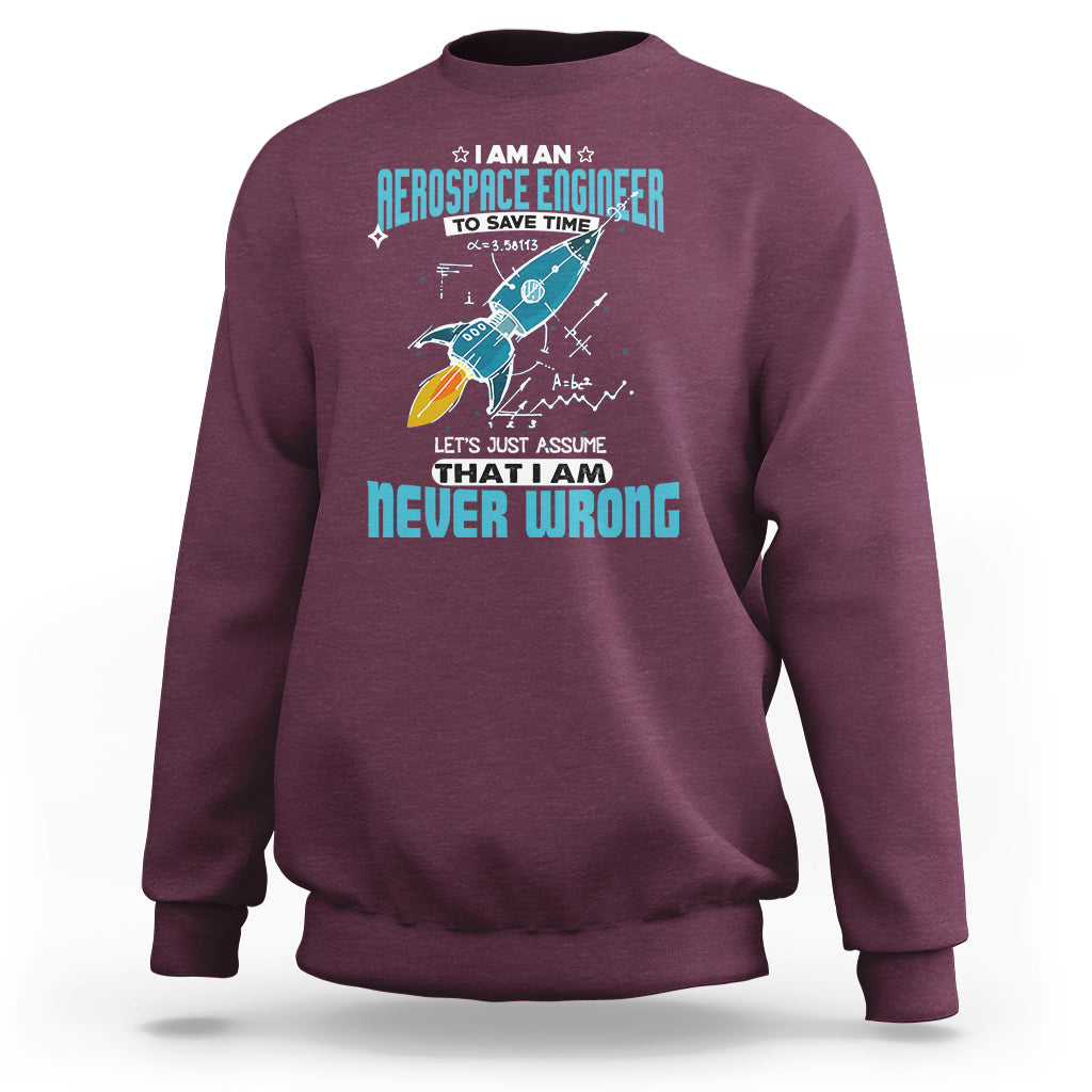 Maroon crewneck sweatshirt with colorful astronaut graphic and tech-style text print on chest