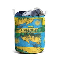 Rwanda Independence Day Laundry Basket Distressed Grunge Flag Design - Broken Chains And 1962 Graphic