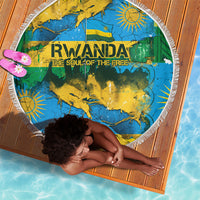 Rwanda Independence Day Beach Blanket Distressed Grunge Flag Design - Broken Chains And 1962 Graphic