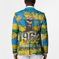 Rwanda Independence Day Blazer Distressed Grunge Flag Design - Broken Chains And 1962 Graphic