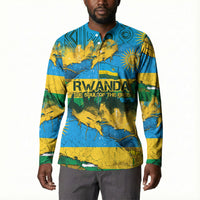 Rwanda Independence Day Button Sweatshirt Distressed Grunge Flag Design - Broken Chains And 1962 Graphic