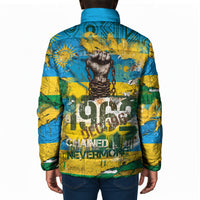 Rwanda Independence Day Padded Jacket Distressed Grunge Flag Design - Broken Chains And 1962 Graphic