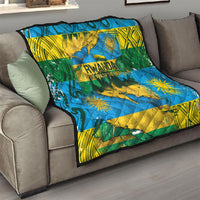 Rwanda Independence Day Quilt Distressed Grunge Flag Design - Broken Chains And 1962 Graphic