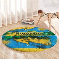 Rwanda Independence Day Round Carpet Distressed Grunge Flag Design - Broken Chains And 1962 Graphic