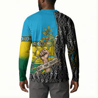 Rwanda Independence Day Unite Paix Progres Button Sweatshirt African Geometric Pattern - Power Fist And Coffee Branch Art