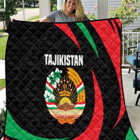 Tajikistan National Emblem Quilt with Black Red Green Tribal Pattern