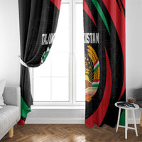 Tajikistan National Emblem Window Curtain with Black Red Green Tribal Pattern